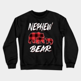 Nephew Bear Red Plaid Christmas Pajama Matching Family Gift Crewneck Sweatshirt